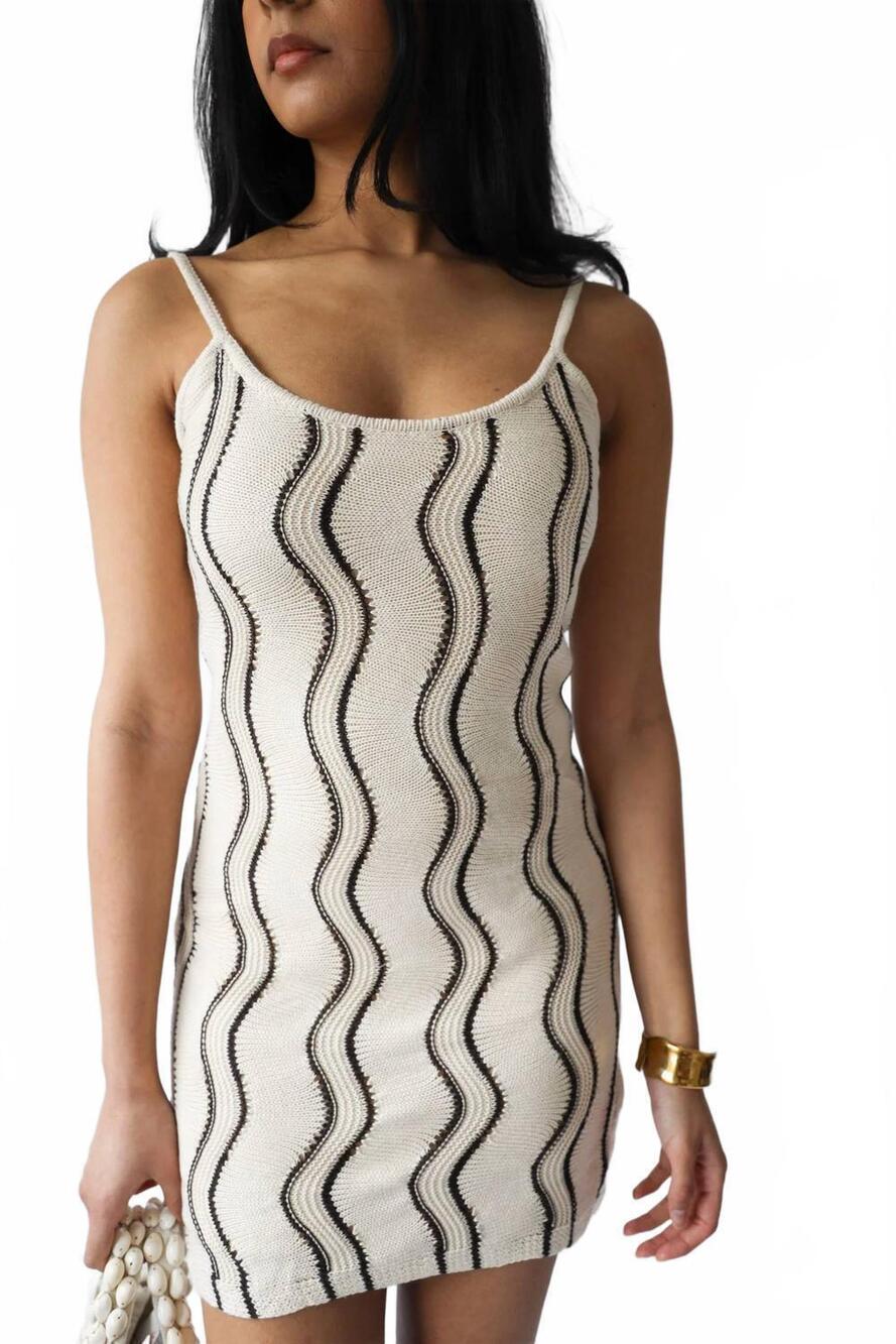 NEW LOUCIA wavy knit mini dress in cream